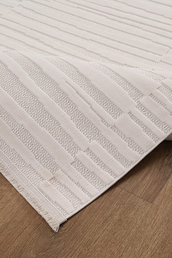 Bambu Yumuşak Halı Salon Mutfak Koridor Kesme Yolluk Dokuma Makine Halısı Art Beyaz