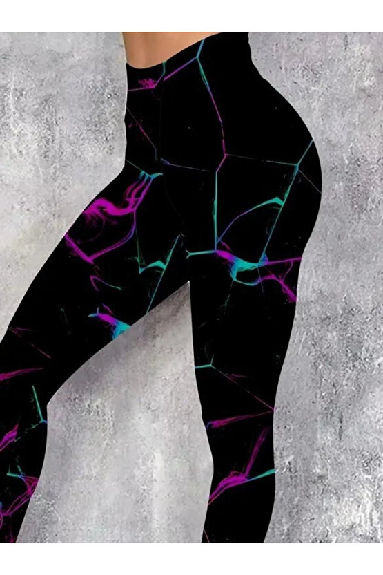 MDB Kadın Yüksek Bel Renk Detaylı Dalgıç Tayt