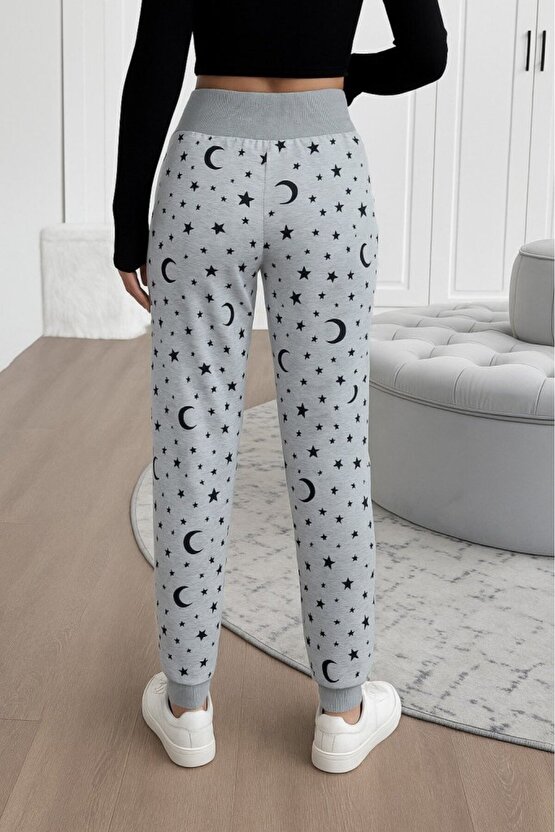 Kokosh Moda Kadın Yüksek Bel Bağcıklı Desenli Iki Iplik Pantolon