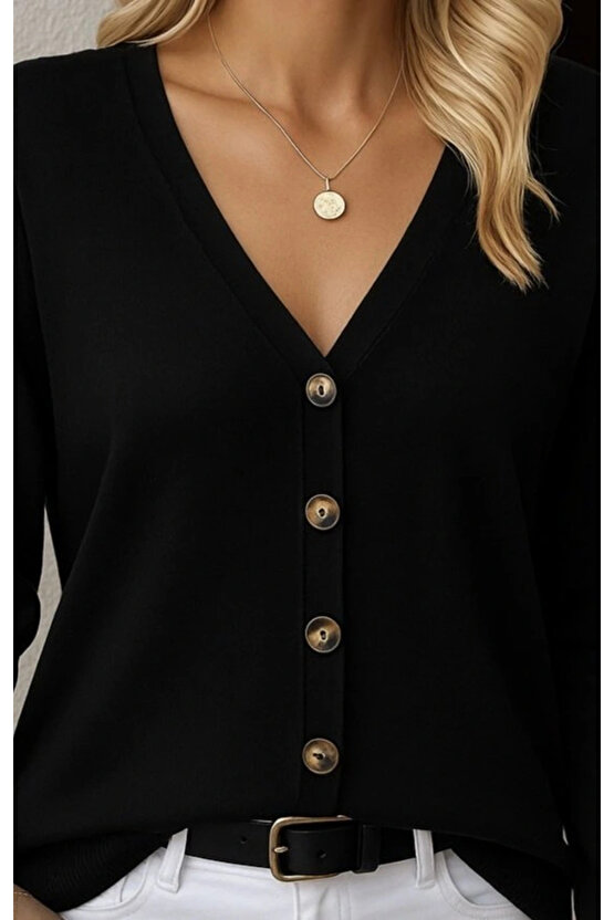 Kasın Uzun Kollu önü Düğmeli Kısa Hırka