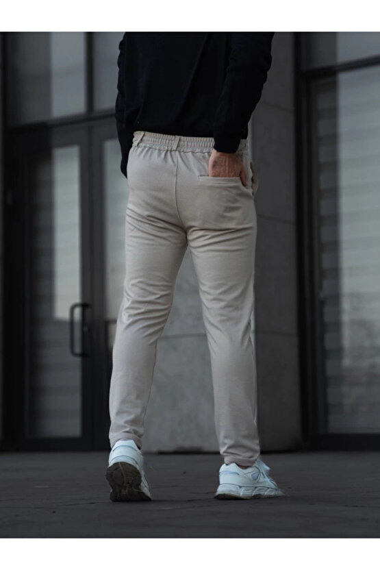 MDB Erkek Diagonel ikro Dokulu Cepli Pantolon Bej