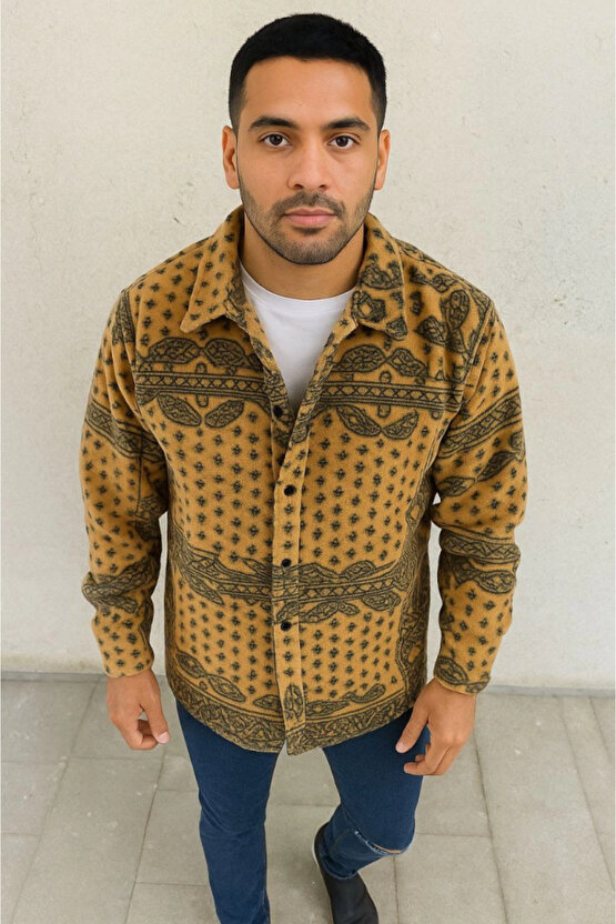 Erkek Polar Fermuarlı Sweatshirt – Kapüşonsuz, Cepli, Yumuşak Dokulu, Oversize Rahat Kalıp, Kışlık S