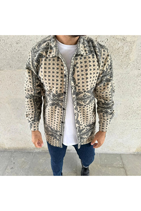 Erkek Polar Fermuarlı Sweatshirt – Kapüşonsuz, Cepli, Yumuşak Dokulu, Oversize Rahat Kalıp, Kışlık S