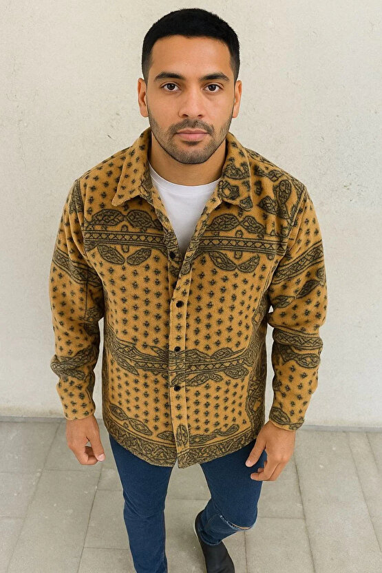 Erkek Polar Fermuarlı Sweatshirt – Kapüşonsuz, Cepli, Yumuşak Dokulu, Oversize Rahat Kalıp, Kışlık S