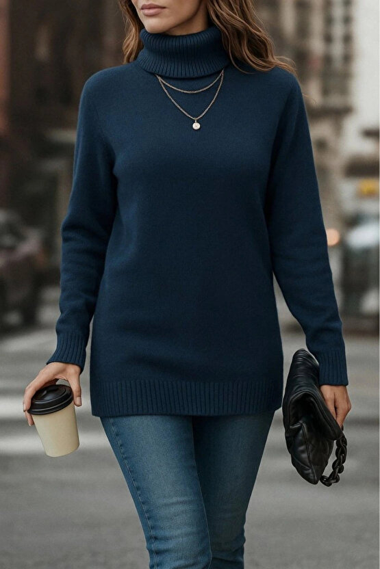 Kadın Uzun Kollu Balıkçı Yaka Triko Bluz