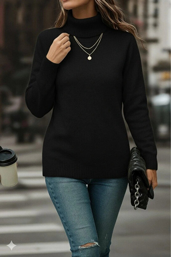 Kadın Uzun Kollu Balıkçı Yaka Triko Bluz