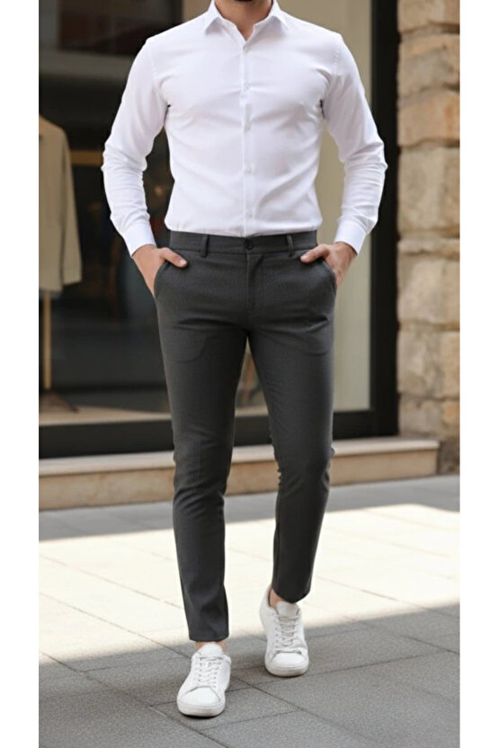 Erkek Slim Fit Likralı Gabardin Pantolon