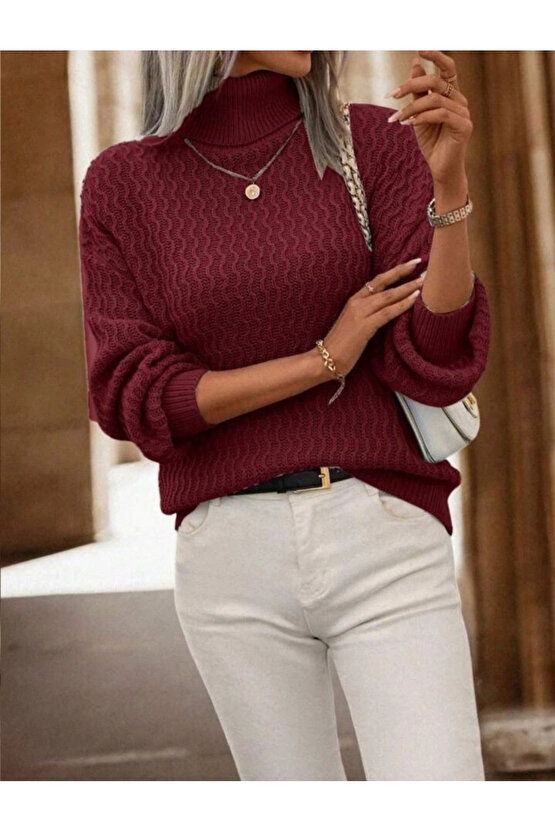 Kadın Uzun Kollu Balıkçı Yaka Triko Bluz