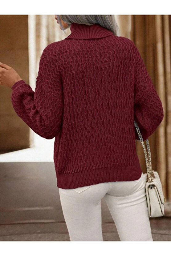 Kadın Uzun Kollu Balıkçı Yaka Triko Bluz