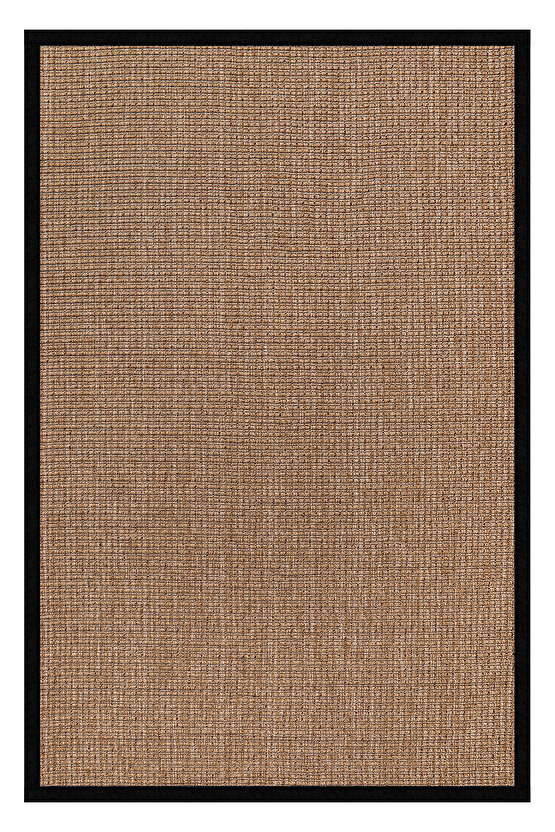 0465-Siyah Kumaş Bordür Sisal Halı Kilim Hav Toz Vermez Kolay Temizlenen Hasır Kilim