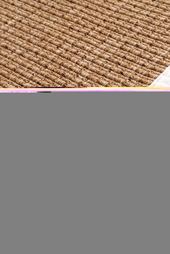 0465-Krem Kumaş Bordür Sisal Halı Kilim Hav Toz Vermez Kolay Temizlenen Hasır Kilim