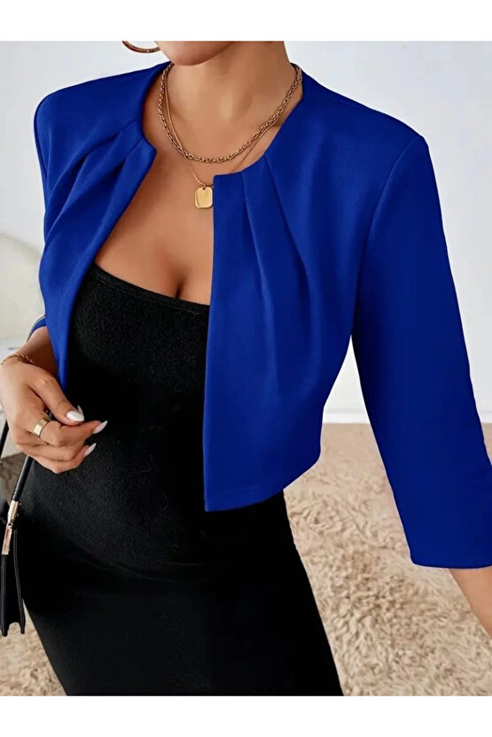 Kadın Truvakar Kol önü Açık Kısa Ithal Krep Ceket