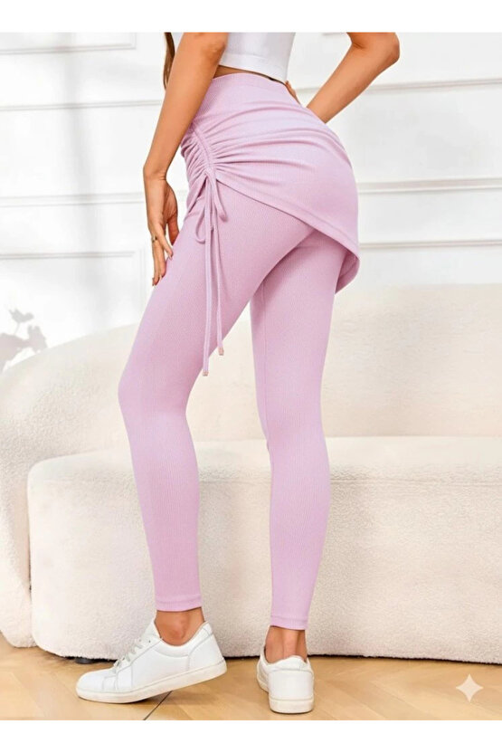 Kadın Yüksek Bel Yandan Büzgülü Alttan Uzun Kaşkorse Tayt Etek