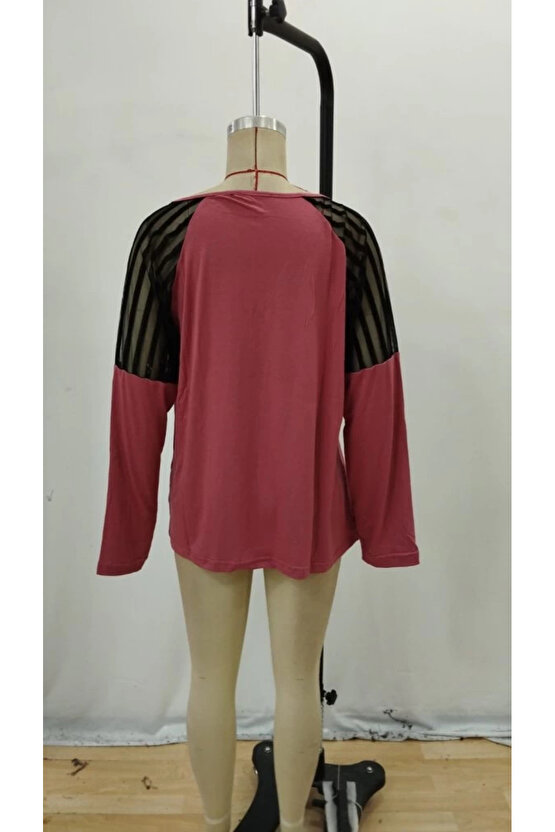 Kadın Uzun Kollu Yakadan Fermuarlı Viskon Bluz