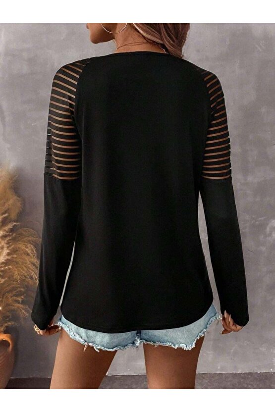 Kadın Uzun Kollu Yakadan Fermuarlı Viskon Bluz