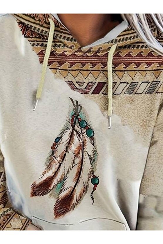 Kadın Uzun Kollu Kapşonlu Bağcıklı şardonlu Dalgıç Bluz