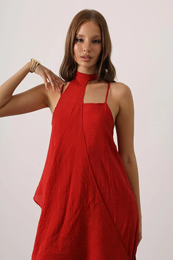 Aveline Bohem Elbise - Kırmızı