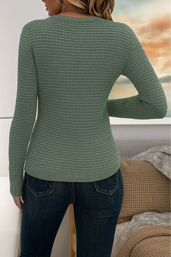 Kadın Uzun Kollu Bisiklet Yaka Triko Kazak