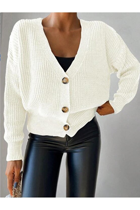 Düğme Detay Triko Bluz