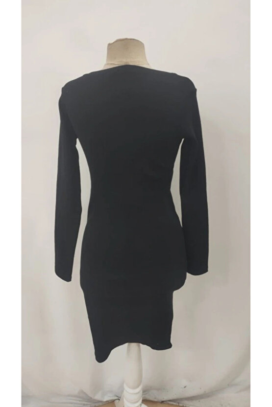 Kadın Uzun Kollu V Yakalı Kısa Kaşkorse Elbise