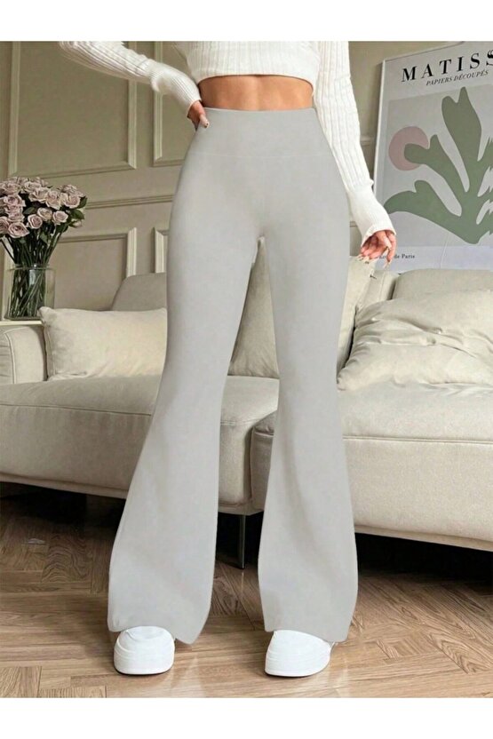 eyesof Kadın Yüksek Bel Ispanyol Paçalı Pantolon Tayt