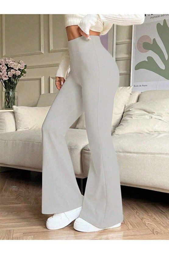 eyesof Kadın Yüksek Bel Ispanyol Paçalı Pantolon Tayt