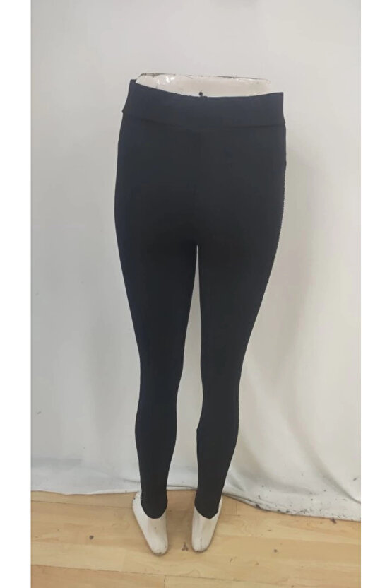 Kadın Yüksek Bel Yarı şerit Pul Payetli Dalgıç Tayt