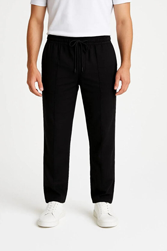 Erkek Keten Pantolon – Cepli, Beli Lastikli ve Bağcıklı, Nefes Alan Rahat Kalıp, Yazlık ve Baharlık