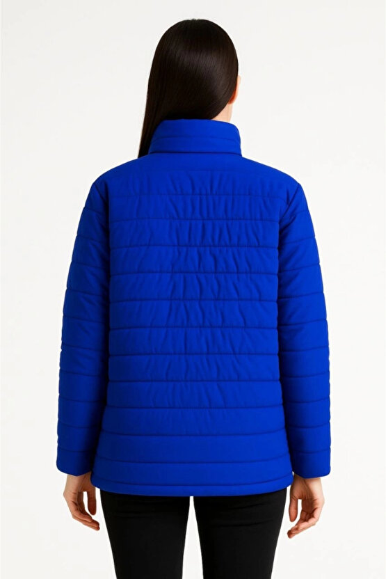 Bomber Mont Ceket – Su İtici Kumaş, Kapitone Astarlı, Fermuarlı, Kışlık - Saks Mavisi