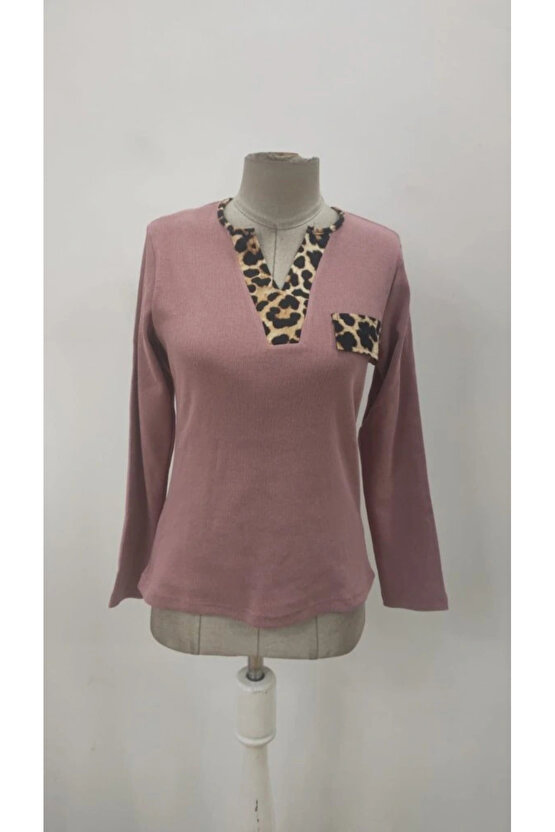 Kadın Uzun Kollu V Yakalı Kaşkorse Bluz