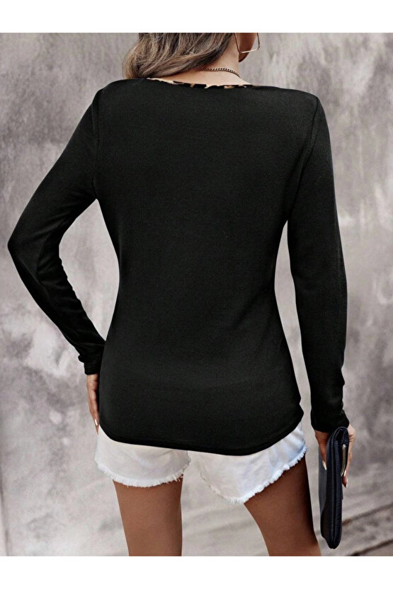 Kadın Uzun Kollu V Yakalı Kaşkorse Bluz