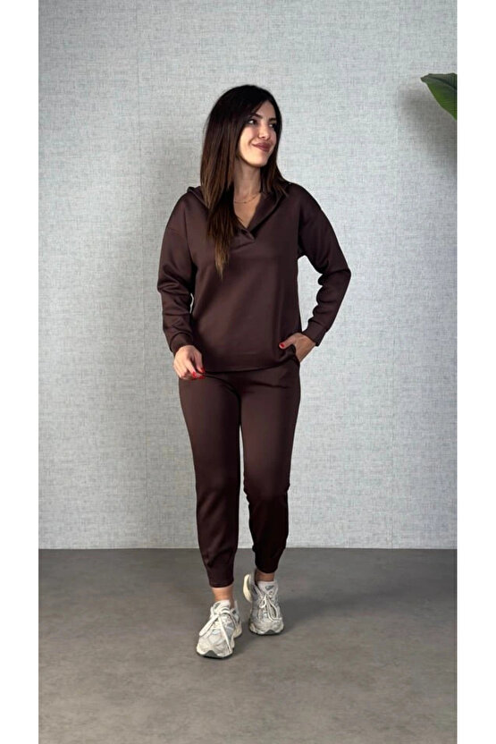 Kadın Uzun Kollu Kapüşonlu Ikili Takım