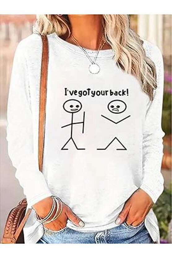 Kadın Uzun Kollu Bisiklet Yaka Baskılı Viskon Bluz