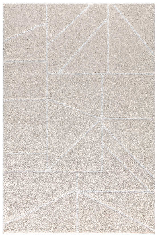 B094 Bej Kolay Kullanım Hav Toz Vermez Yumuşak Dokulu Uzun Tüylü Modern Shaggy Halı