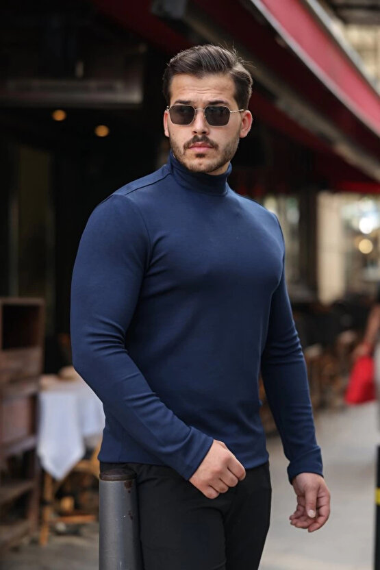 Erkek Balıkçı Yaka Modal Kumaş Esnek Kazak