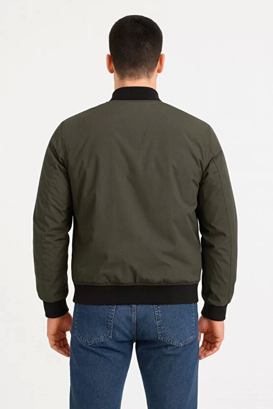 Erkek Bomber Mont Ceket – Fermuarlı, Kapitone İçi Astarlı, Su İtici Kumaş, Regular Fit, Uzun Kollu,