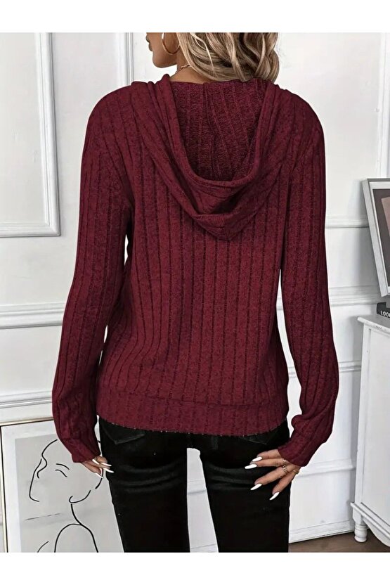 VİBE UNİCO Kadın Uzun Kollu Kapşonlu Bağcıklı şardonlu Kaşkorse Bluz