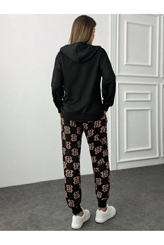 Kadın Uzun Kollu Iki Iplik Kumaş Fermuar Ve Cep Detay Kapüşonlu Ikili Takım