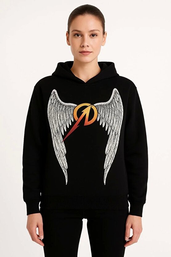 Metallica İki İplik Kapüşonlu Ön ve Arka Baskılı hoodie - Siyah