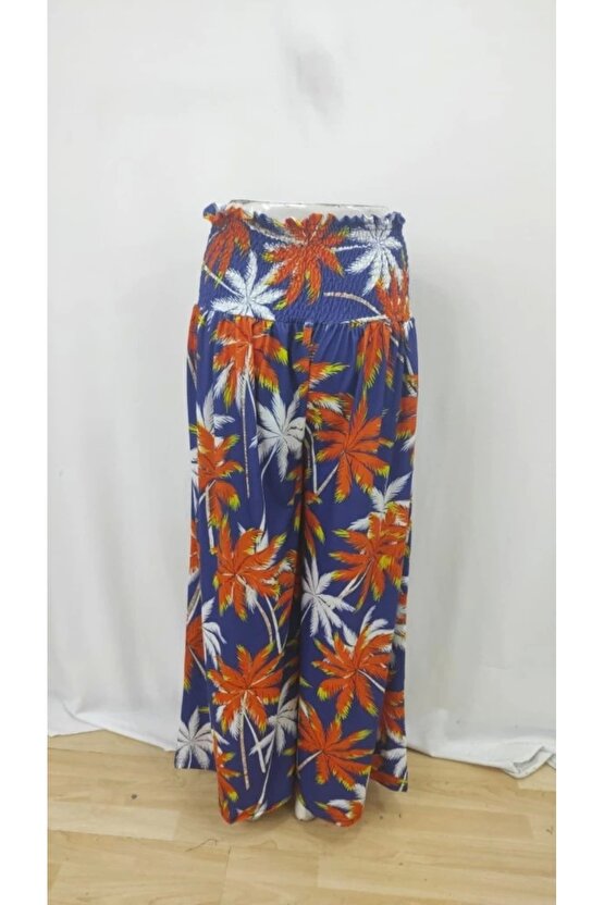 Kadın Yüksek Bel Lastikli Desenli Süprem Pantolon