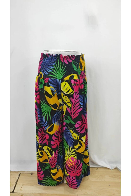 MDB Kadın Yüksek Bel Lastikli Desenli Süprem Pantolon