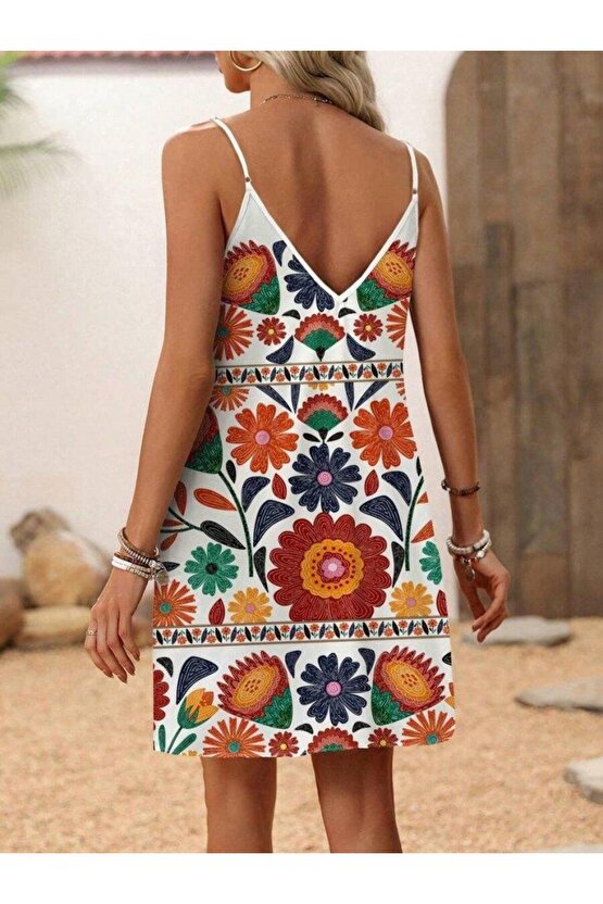 Kadın Ip Askılı V Yakalı Süprem Elbise