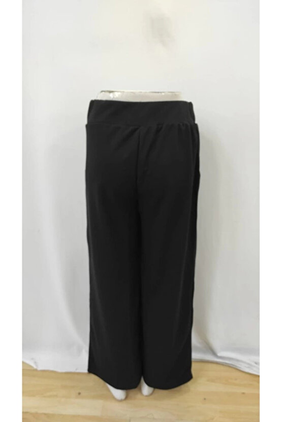 Kadın Beli Lastikli Düğmeli Ithal Krep Pantolon