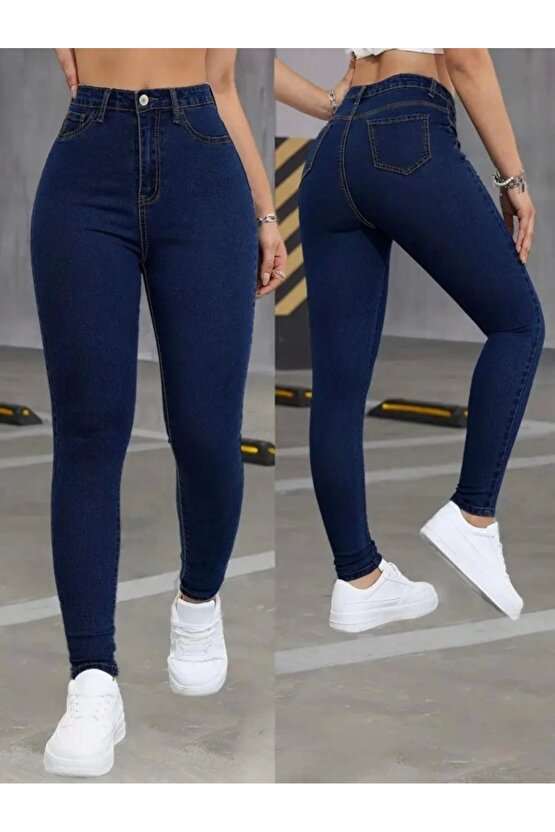 Kadın Yüksek Bel Dar Paça Likralı Pantolon