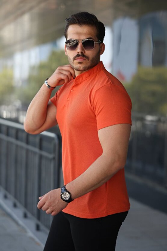 EQURİ Erkek Hakim Yaka Dokuma Pamuklu Kumaş Kısa Kollu Tişört