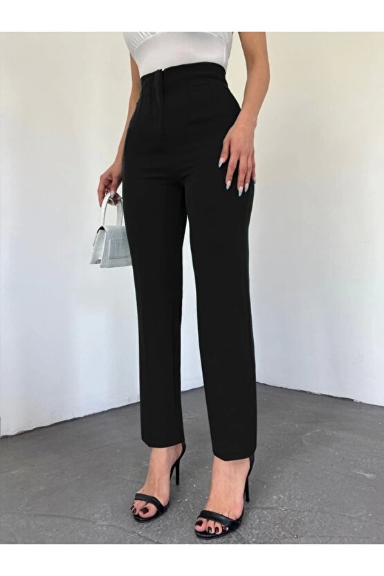 Zra Pileli Havuç Pantolon Siyah