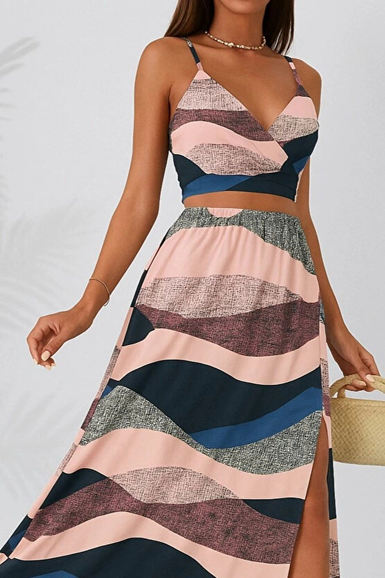 Kadın Kolsuz Askılı Crop Ikili Süprem Takım