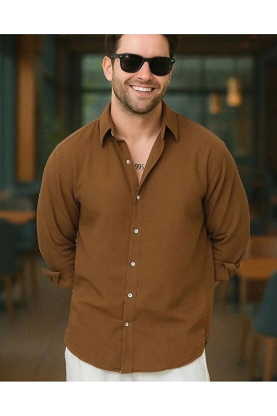 Erkek Uzun Kollu Regular Sofya Keten Gömlek