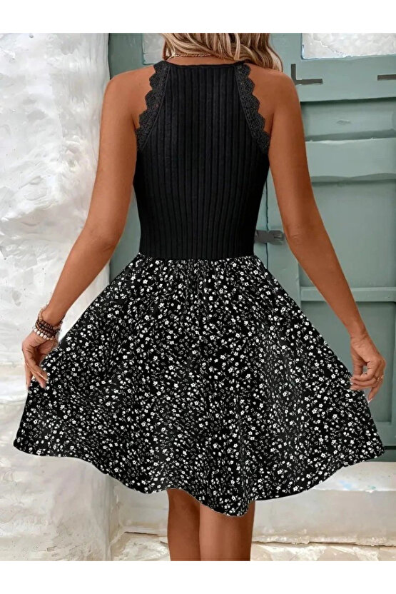 Kadın Omuzlardan Açık Reglan Kol Detaylı üst Fırfırlı Kaşkorse Alt Süprem Elbise