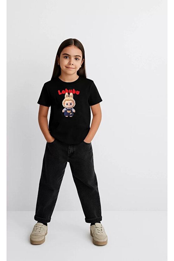 Kız Labubu Çocuk Baskılı T-Shirt - Beyaz